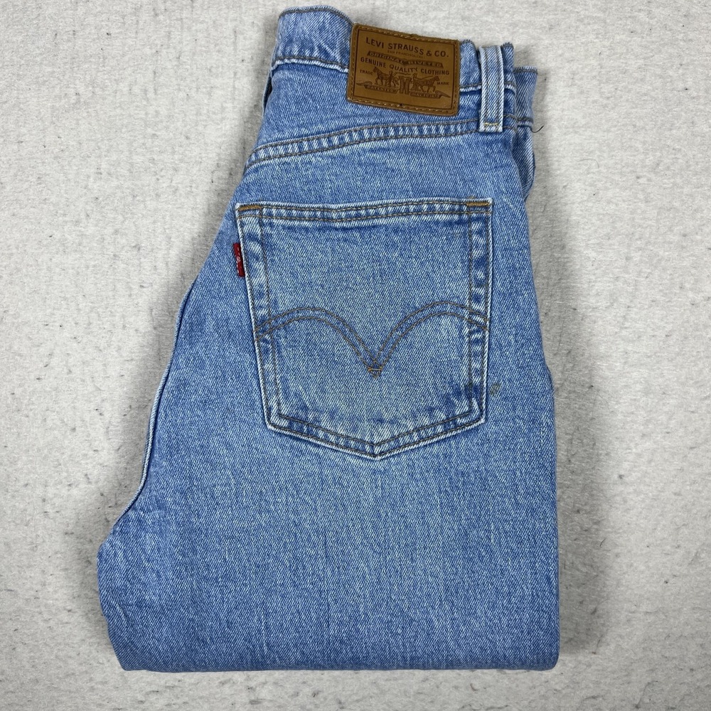 Levis Premium Ribcage Straight Ankle Jeans Womens‎ 25 Blue Light Wash High Rise
